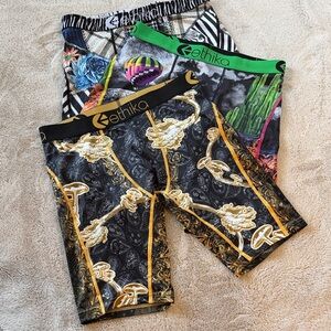 Ethika Men’s Black & Green Graphic Boxer Briefs - Mixed Print - Lot of 3